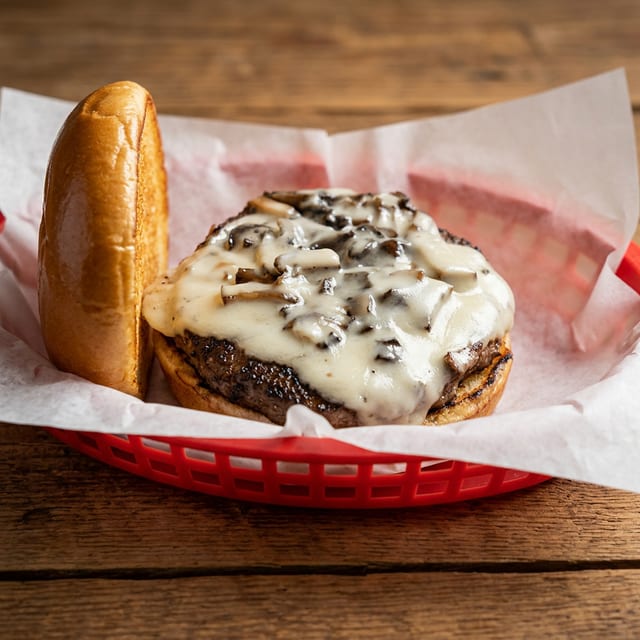 Mushroom Swiss Burger.